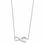 Sterling Silver Cubic Zarconia Cancer Awareness Ribbon Necklace