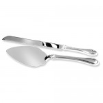 Satin and Polished Silver-tone Knife and Server Set