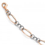 14k Two-Tone Rose and White Gold Link Bracelet