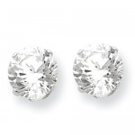 Sterling Silver 9mm Round Snap Set CZ Stud Earrings