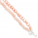 Sterling Silver Peach Cultured Pearl/Rose Quartz Bracelet