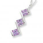 Sterling Silver Purple CZ Pendant W/Chain