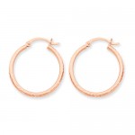 4k Rose Gold Diamond-Cut Polished Hoop Earrings