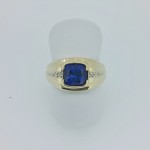 10k Yellow Gold Sapphire and Diamond Men's Ring