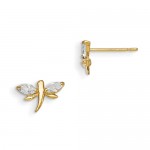14k Madi K CZ Children's Dragonfly Post Earrings
