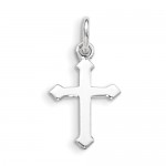 Sterling Silver RH Plated Child's Polished Cross Pendant