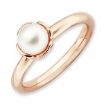 Sterling Silver Stackable Expressions White Pearl Pink-plated Ring