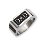 Stainless Steel Black Enamel Dad Money Ring