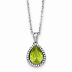 Sterling Silver Simulated Peridot and Cubic Zirconia Necklace