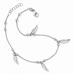Sterling Silver Polished Feather Anklet