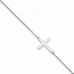 Stainless Steel Polished Sideways Cross Anklet