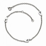 Stainless Steel Polished Hearts With 1in Extension Anklet
