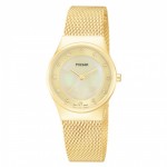 Ladies Pulsar Gold-Tone Stainless Steel Mesh Style Band with 12 Swarovski Crystals and Mother of Pearl Dial