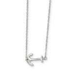 Sterling Silver Rhodium-Plated Anchor W/2in Ext. Necklace
