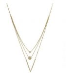 14 Karat Gold Plated Triple Strand Necklace with CZs