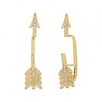 18 Karat Gold Plated Signity CZ Arrow Earrings