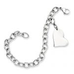 Stainless Steel Heart Charm 8in Bracelet