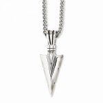 Stainless Steel Polished And Antiqued Dagger 22in Necklace