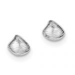 Sterling Silver Rhodium-Plated Shell Post Earrings
