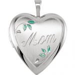 Sterling Silver 21x19.25mm Heart Mom Locket with Color