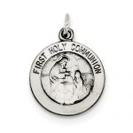Sterling Silver Antiqued First Holy Communion Medal