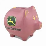 Polyresin John Deere Logo Pink Piggy Bank