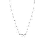 18" Rhodium Plated Heartbeat Necklace