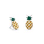 Sterling Silver Pineapple Enamel Earrings Studs