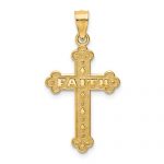 14k Satin And Polished Faith Cross Pendant