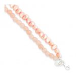 Sterling Silver Peach Cultured Pearl/Rose Quartz Bracelet