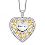 Sterling Silver and Gold-plated Mother 18in Heart Necklace