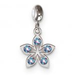 Sterling Silver Rhodium-plated MeMi Flower with Swarovski Crystal Charm