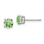 Sterling Silver August Rhodium-plated Light Green Swarovski Crystal Birthstone Earrings