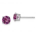 Sterling Silver Rhodium-plated Purple Swarovski Crystal Birthstone Earrings