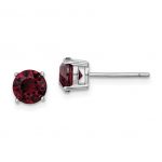 Sterling Silver Rhod-pltd Burgundy Swarovski Crystal Birthstone Earrings