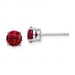 Sterling Silver Rhodium-plated Red Swarovski Crystal Birthstone Earrings