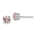 Sterling Silver Rhodium-plated June Lavender Pink Swarovski Crystal Birthstone Earrings