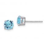 Sterling Silver Rhodium-plated Aqua Blue Swarovski Crystal Birthstone Earrings