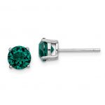 Sterling Silver Rhodium-plated Green Swarovski Crystal Birthstone Earrings May