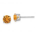 Sterling Silver Rhodium-plated Yellow November Swarovski Crystal Birthstone Earrings