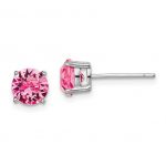 Sterling Silver Rhodium-plated Pink October Swarovski Crystal Birthstone Earrings