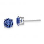 Sterling Silver Rhodium-plated Blue Swarovski Crystal Birthstone Earrings