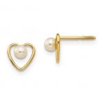 14k Madi K 3mm FW Cultured Pearl Birthstone Heart Earrings