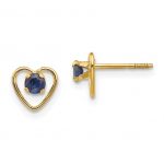 14k Madi K 3mm Sapphire Birthstone Heart Earrings