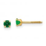 14k Madi K 3mm Synthetic Emerald Birthstone Earrings
