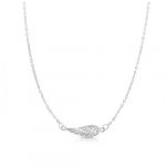 14K White Gold 18" Angel Wing Necklace with Spring Ring Clasp. Includes 2" extender starting at 16."