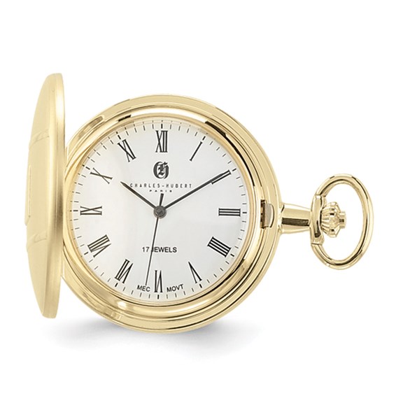 CXWA3359S Charles Hubert Gold Finish Brass White Dial Pocket Watch