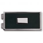 Engravable Silver Tone Money Clip with Black Insert
