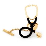 Gold Tone Enameled Stethoscope Tie Tack