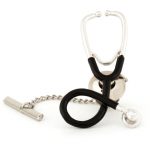 Silver Tone Enameled Stethoscope Tie Tack